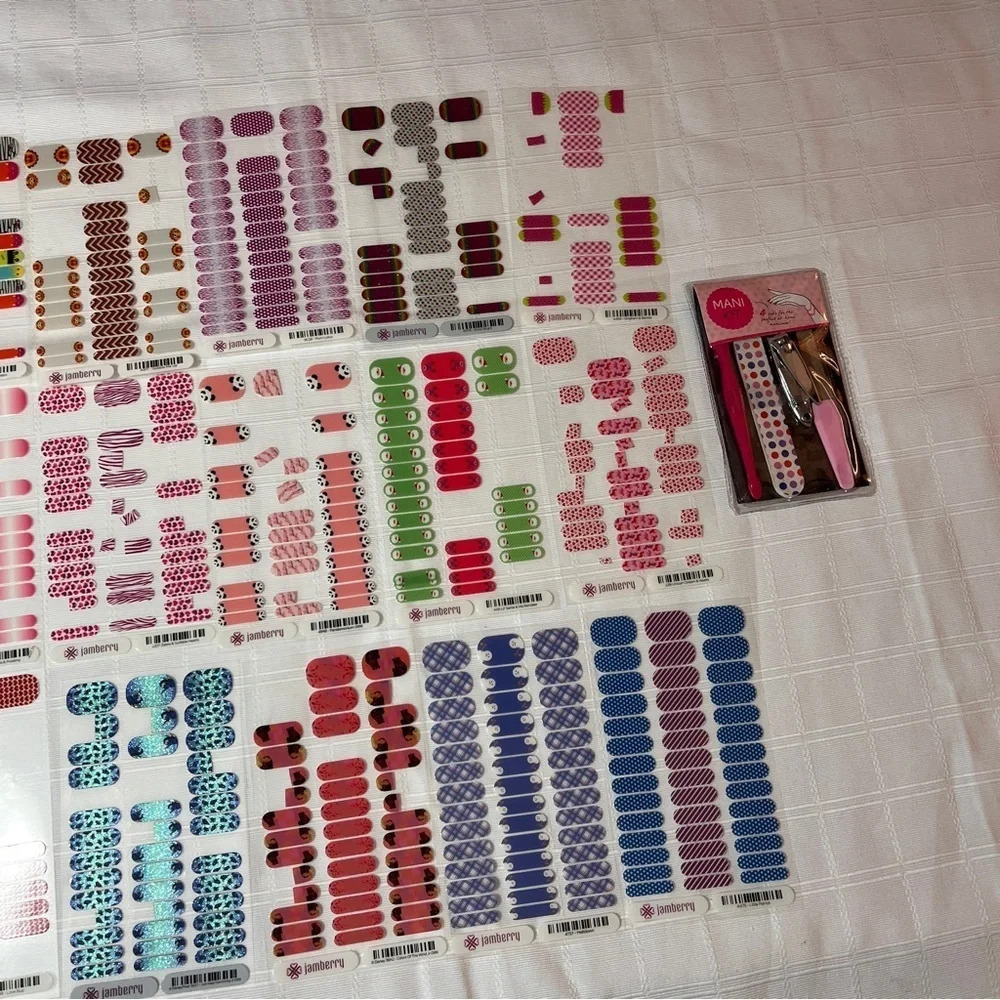 Jamberry Nail Wrap Bundle - Kids Size 14 Partial and 2 Unused Sheets with Tools - Picture 5 of 5